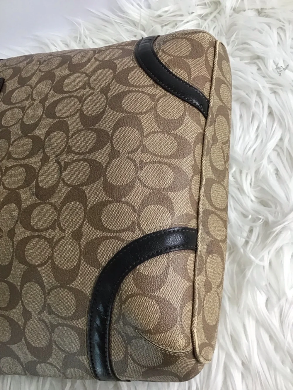 Coach Peyton Signature Logo Heritage Handbag Tote BrownVintage Y2K